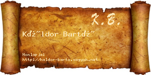 Káldor Bartó névjegykártya